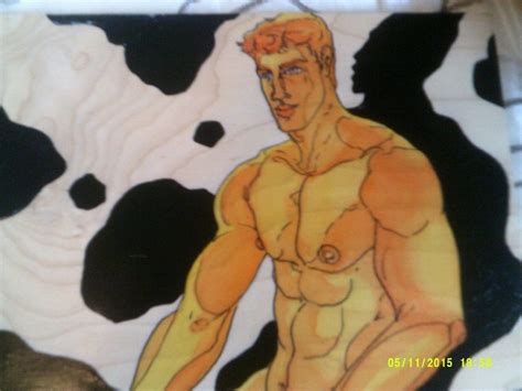 Muscle Hunk Nude Physique Pose Sitting Orig Gay Art Bthrash