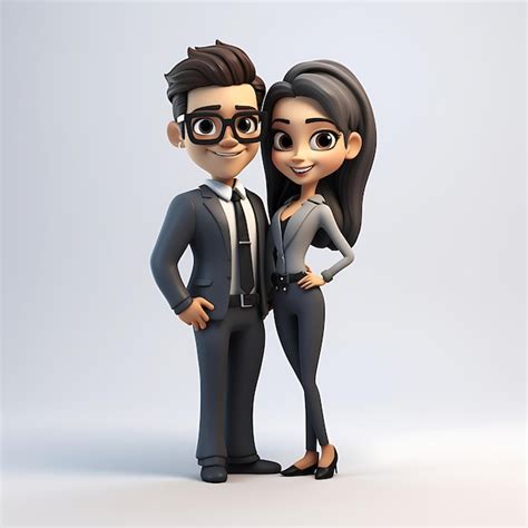 Premium Photo 3d Cartoon Businesswoman Leaning On Businessman