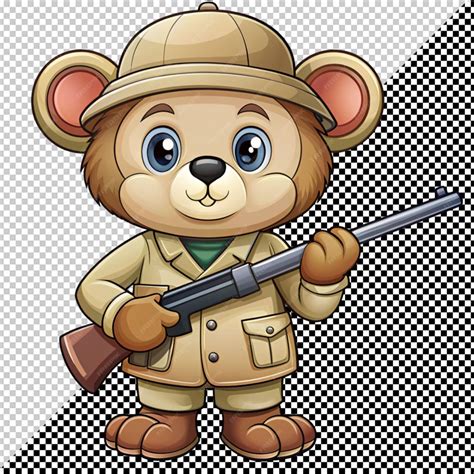 Premium PSD | Cute bear holding gun pistol cartoon vector on ...