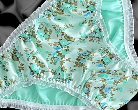 MINT GREEN SATIN Floral Frilly Lace Sissy Bikini Knickers Panties Size 10 20 13 99 PicClick UK