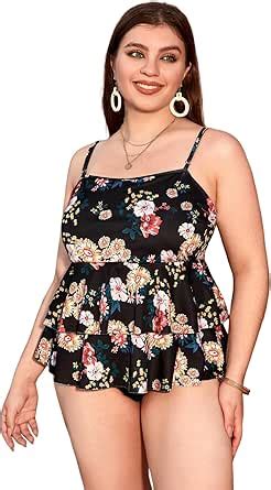 Amazon SOLY HUX Women S Plus Size Layered Ruffle Tankini Swimsuit High Waist 2 Piece Bikini