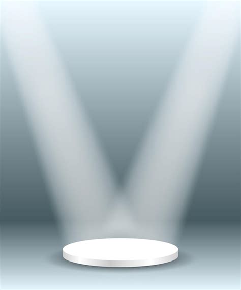 Premium Vector Realistic White Circular Podium With Glowing Spotlight