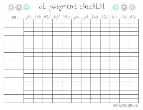 Free Printable Bill Pay Checklist Template And Monthly Word Excel