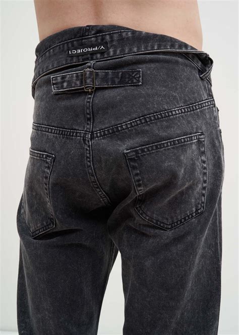 017 Shop Yproject Black Stonewash Asymmetric Waist Jeans