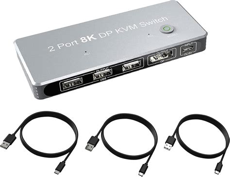 TECKEEN 2 in 1 Out 8K/30Hz, 4K/144Hz HDMI Displayport KVM Switch ...