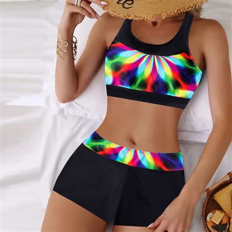 Xixinqiwan Women S Bikini Set Women S Two Piece Bathing Suit Wide Straps Swimsuit Full Coverage