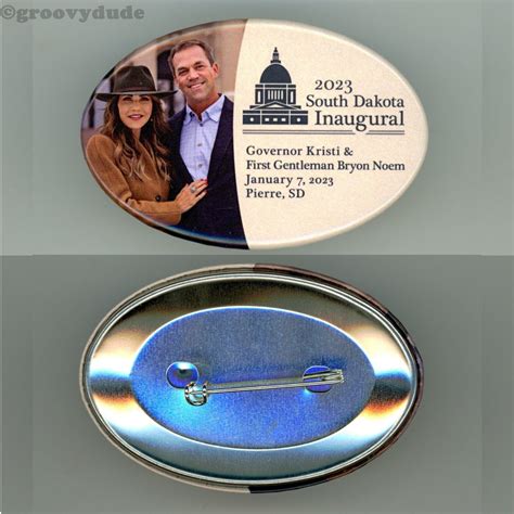 Kristi & Bryon Noem 2023 South Dakota Governor Inaugural SD Pin Pinback ...