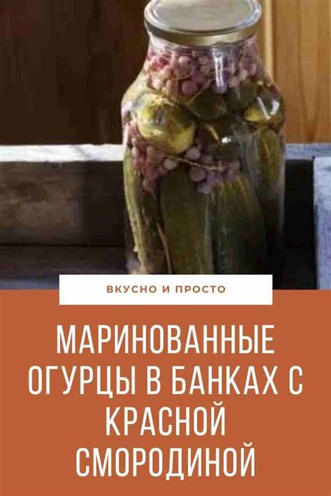 Маринованные огурцы в банках с красной смородиной, пикантные, хрустящие