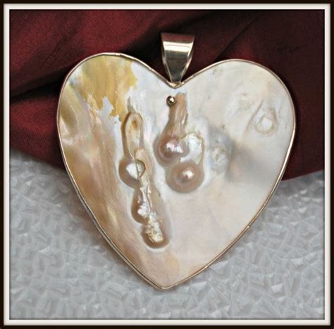 Vintage Sterling Silver Mother Of Pearl Heart Pendant Desert Etsy