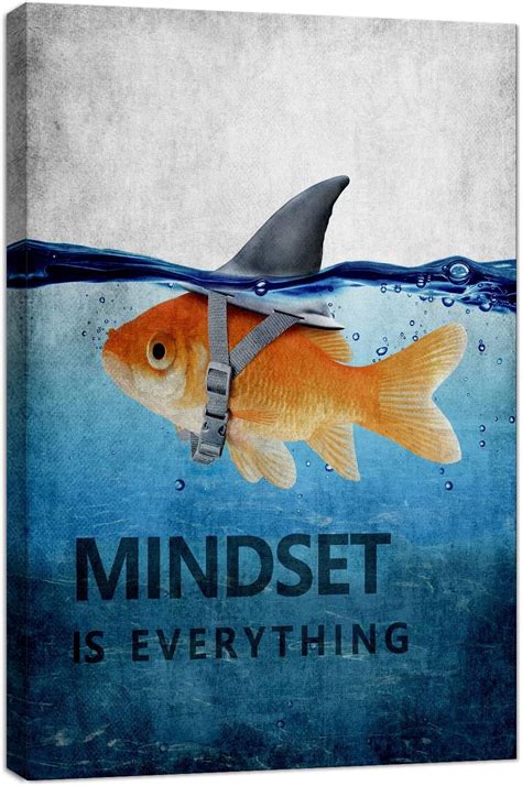 Asdg12s-KSIW-Motivational Poster Goldfish Shark Mindset is Everything