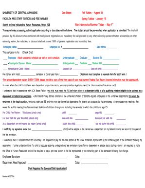Fillable Online Uca Tuition Remission Form University Of Central