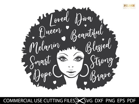 Afro Queen Silhouette Svg Afro Svg Black History Month Svg Etsy