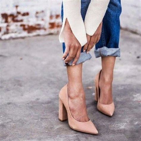 Scarpin Nude Salto Quadrado Trendy Shoes Heels Nude Shoes