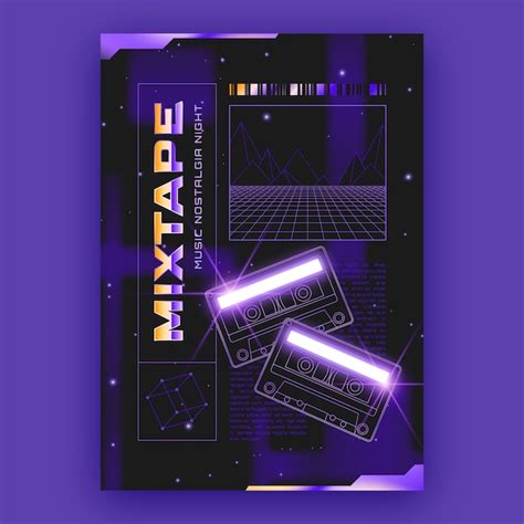 Premium Vector Retro Futuristic Vertical Poster Template