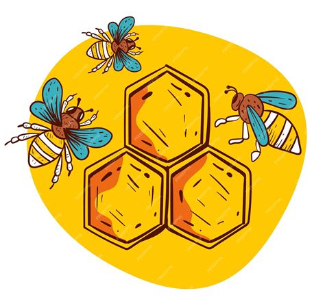 Premium Vector Honeycomb Bee Honey Beehive Comb Hive Logo Concept