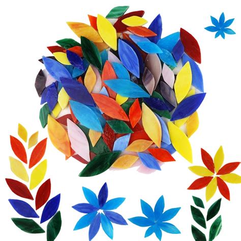 Lanyani Pieces Mosaic Petal Flower Leaves Tiles Glass Etsy