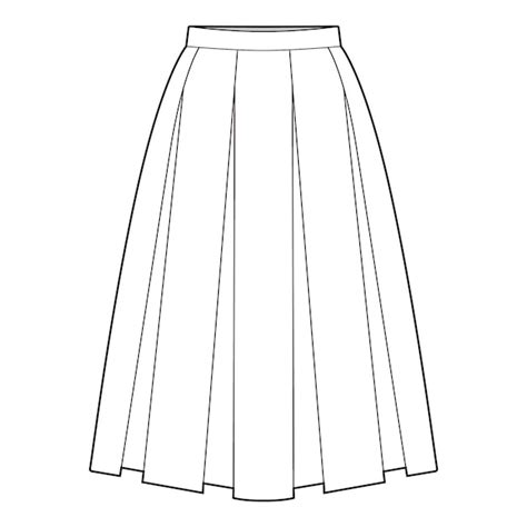 Premium Vector Box Pleats Skirt Skirt Flat Drawing Fashion Flat Sketches