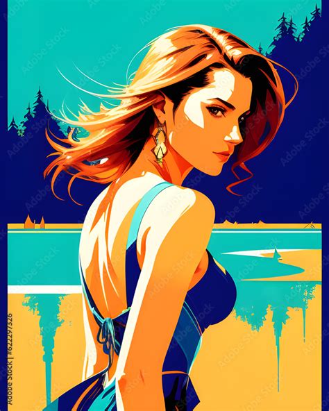 Summer Girl Album Cover Generative Ai üretken Yapay Zeka Stock