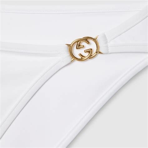 Stretch Jersey Bikini In White Gucci Uk