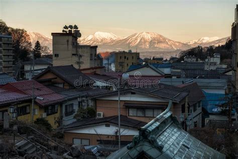 Shibu Onsen Town And Central Alps Nagano Stock Image Image Of Famous