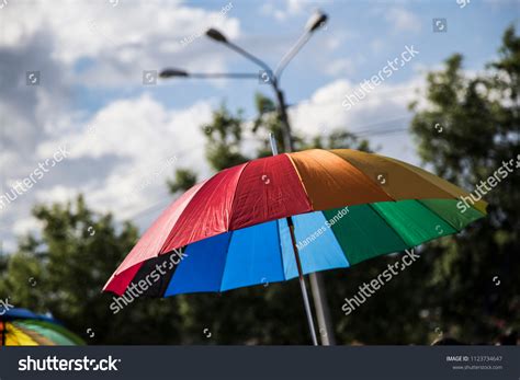Gay Pride Participant Rainbow Colored Umbrella Stock Photo Shutterstock