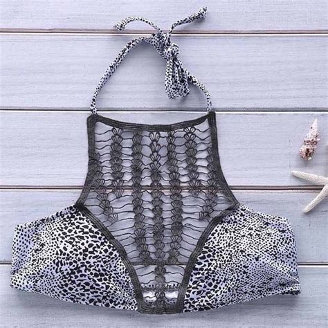 Swim Leopard High Neck Cut Out Bikini Nwt S Poshmark