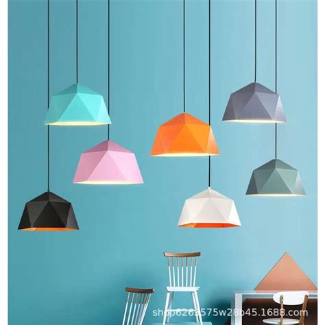 Nordic Wrought Iron Macarons Pendant Lights Polygonal Diamond