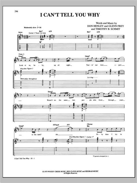 Eagles I Can T Tell You Why Sheet Music Notes Chords Score