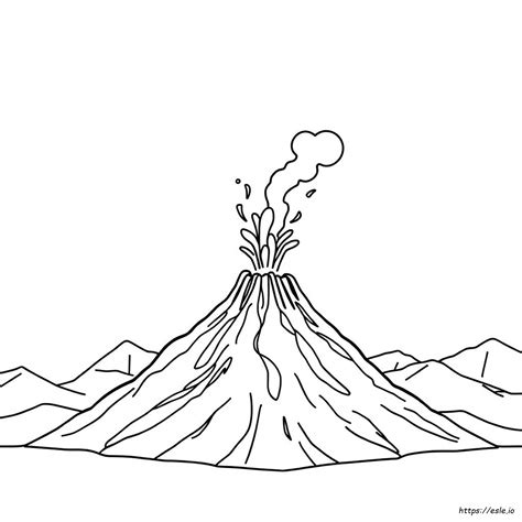 Easy Volcano Coloring Page