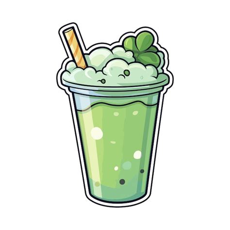Premium Vector 022 Matcha Latte Sticker Cool Colors Kawaii Clip Art