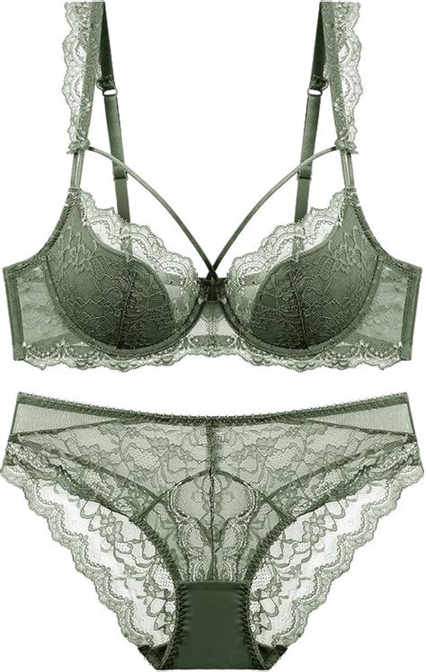 Cwang Damen BH Set BH und Slip Spitze Abnehmbare Träger Push Up Bügel BH Unterwäsche Lingerie
