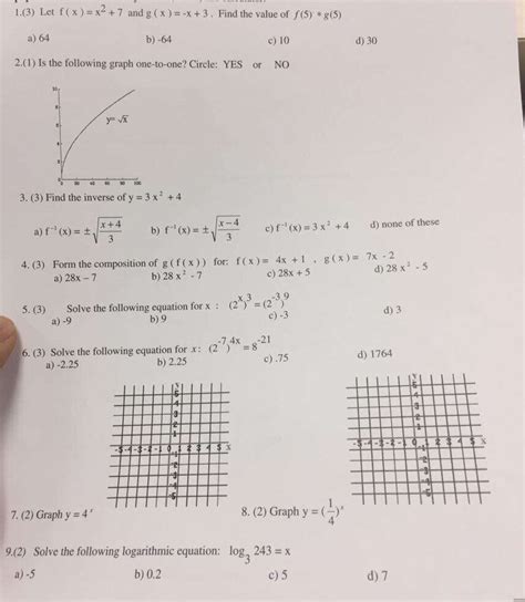 Solved 1.(3) Let f(x) = x2 +7 and g(x) = -x + 3. Find the | Chegg.com