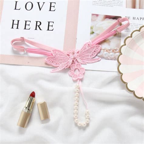 Sexy Women Lace Pearl Thong G String Panties Lingerie Underwear