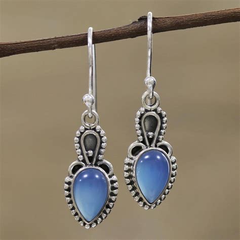 Blaue Chalcedon Sterling Silber Ohrringe Sterling Silber