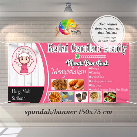 Spanduk Banner Kedai Cemilan Free Custom Desain Lazada Indonesia