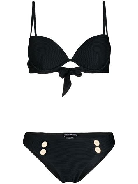 Emporio Armani Ribbed Bikini Set Black GLAMI Hr