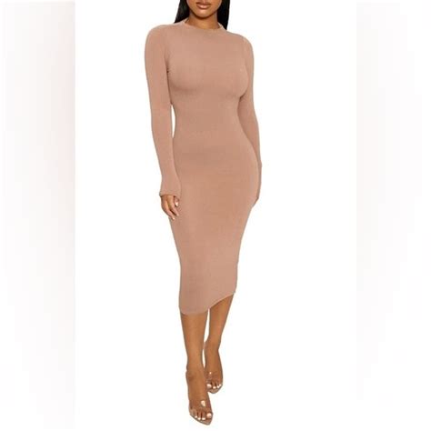 Naked Wardrobe Dresses Nwt Naked Wardrobe Tan The Nw Long Sleeve