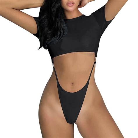 Bsdjilfg Womens Bikini Clearance Piece Bathing Suits Summer Sexy Swimsuit Short Sleeve Swim