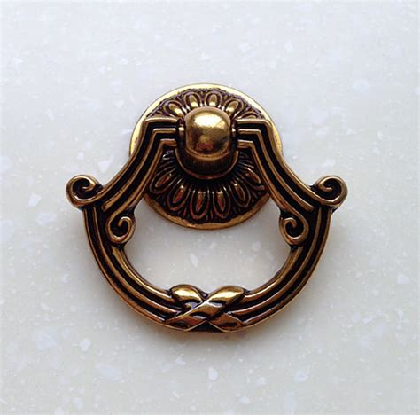 Antique Brass Drop Ring Handles Dresser Pulls Handles Drawer Etsy