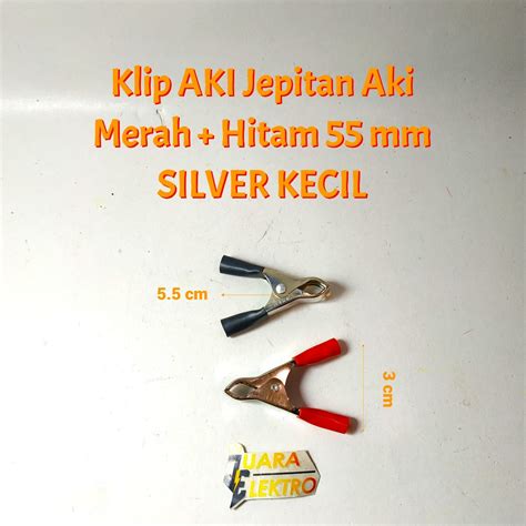 Jual Klip AKI Jepitan Aki Merah Hitam 55 Mm SILVER KECIL 1 SET