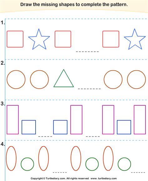 Find Missing Shapes To Complete Patterns Turtle Diary Worksheet