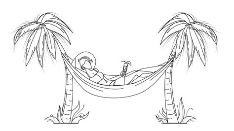 Woman Relaxing With Cocktail On Hammock Vector 8340167 Vector Art At