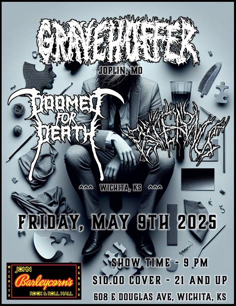 Gravehuffer, Doomed For Death, & Externus @ John Barleycorns (Wichita