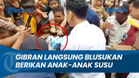 Suasana Riuh Gibran Langsung Blusukan Dan Bagi Bagi Susu Seusai