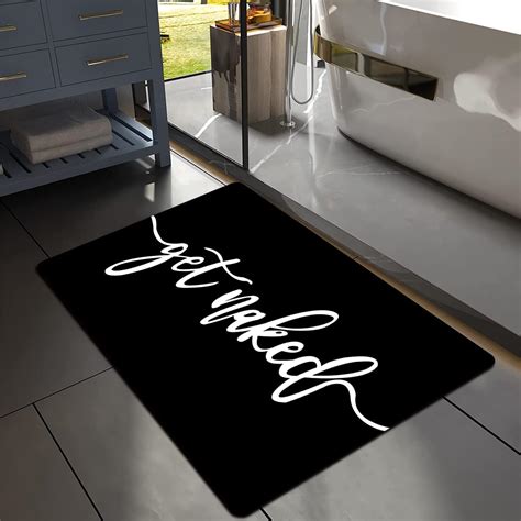 Amazon Muginyu Get Naked Bath Mat Funny Modern Bathroom Decor Black And White Absorbent