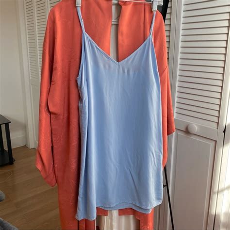 Intimates Sleepwear Dusty Blue Lingerie Dress Simple Camisole Dress Minimalist Slip Dress