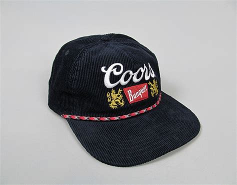 Coors Banquet Beer Corduroy Snapback Hat Cap Navy Blu Gem