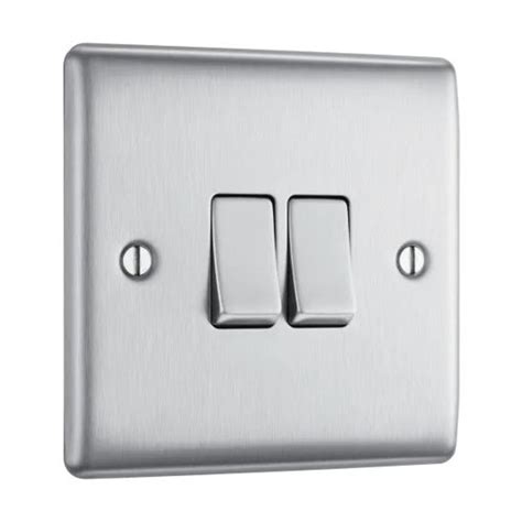 pc building supplies single double light switch   brushed steel