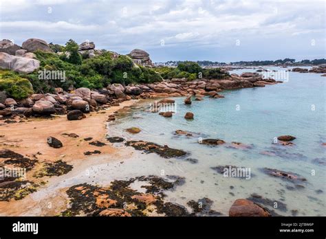 Pink Granite Coast Landscape Brittany France Stock Photo Alamy