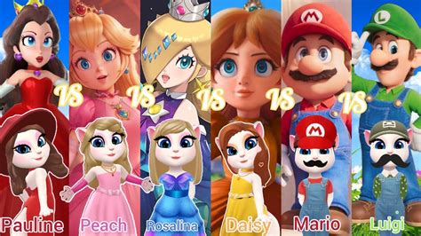 My Talking Angela 2 All Mario Bros Vs Pauline Vs Peach Vs RosalinaVs